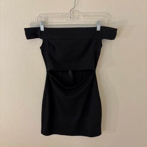 urban outfitters black off the shoulder mini dress
